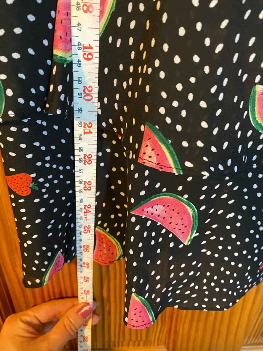 Christopher & Banks Black Skirt with Fruit and White Polka Dot Accents - Picture 5 of 6